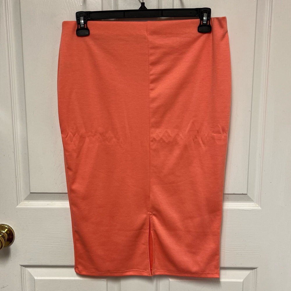 Ssoulm Vibrant Coral Pencil Skirt - Picture 3 of 10